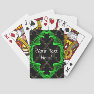 Double Helix Design. Green on Black Playing Cards
