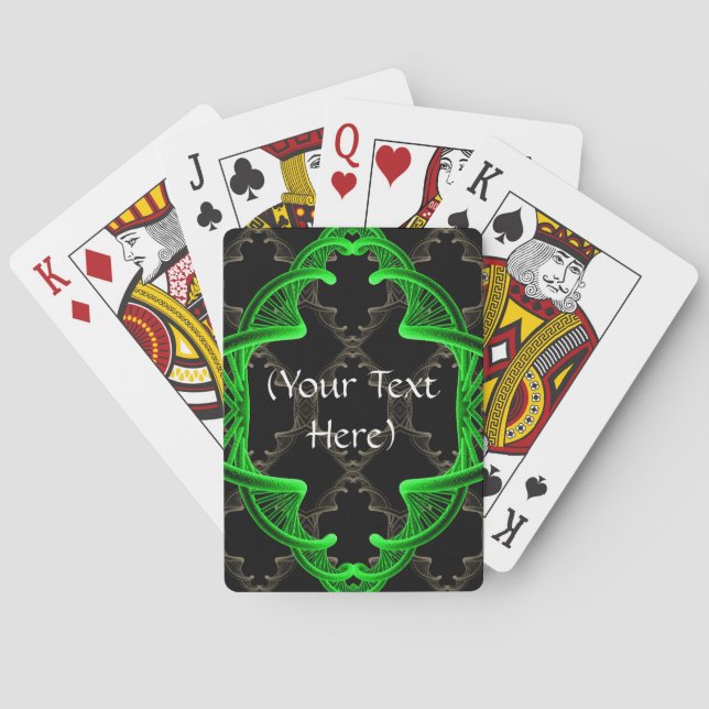Double Helix Design. Green on Black Playing Cards (Back)