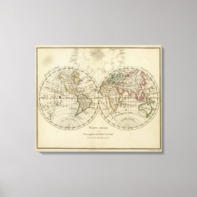 Double hemisphere map canvas print (Front)
