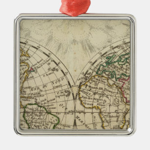 Double hemisphere map metal ornament