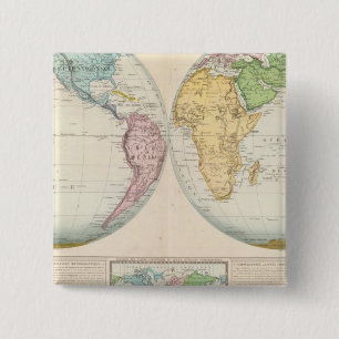 Double Hemisphere Map of the Climate 2 Inch Square Button