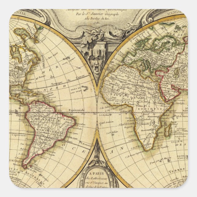 Double Hemisphere Square Sticker (Front)