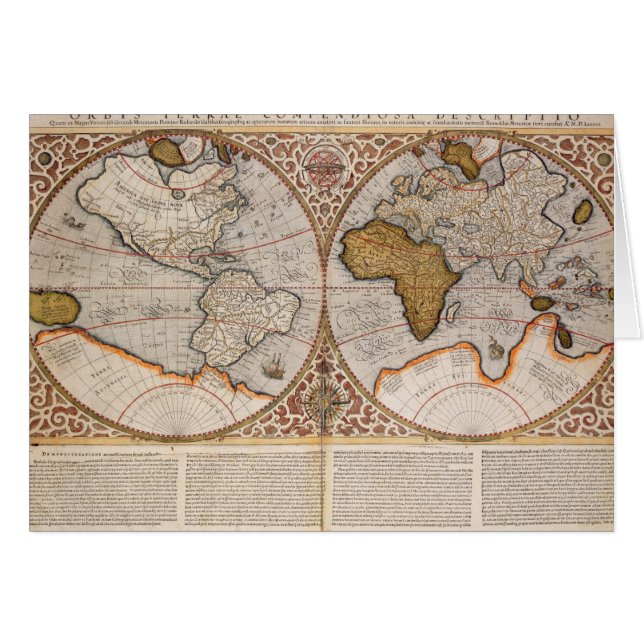 Double Hemisphere World Map, 1587 (Front Horizontal)