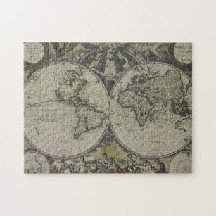 Double Hemisphere World Map   1672 Jigsaw Puzzle