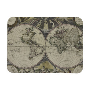 Double Hemisphere World Map   1672 Magnet
