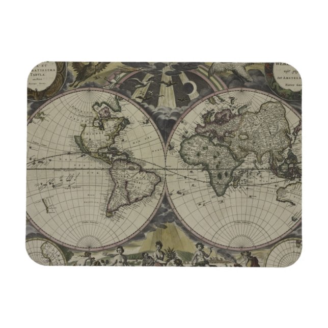 Double Hemisphere World Map | 1672 Magnet (Horizontal)