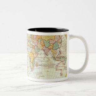 Double Hemisphere World Map Two-Tone Coffee Mug