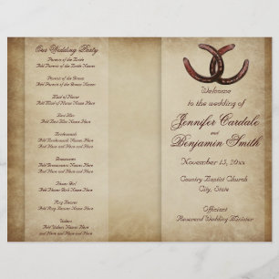 Double Horseshoe Country Western Wedding Programme