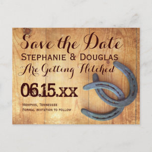 Double Horseshoe Rustic Save the Date Postcards