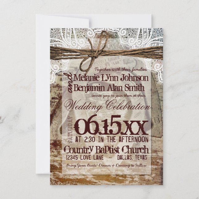 Double Horseshoes Rustic Wedding Invitations (Front)