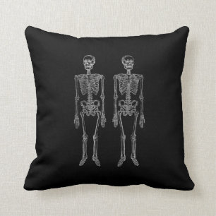 Double Human Skeletons White Throw Pillow