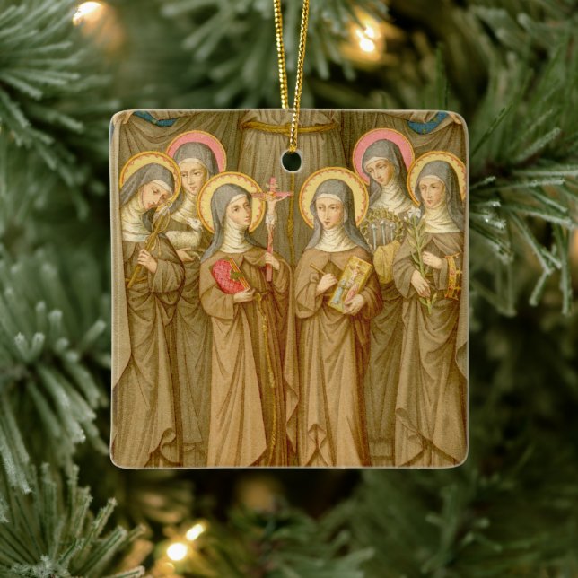 Double Image SIx Poor Clare Saints (SAU 027) Ceramic Ornament (Tree)