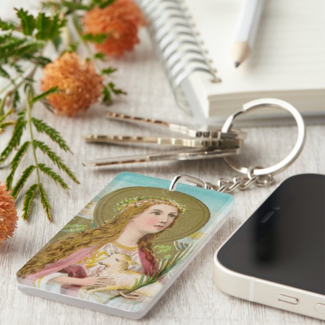 Double Image St. Agnes of Rome (BC 01) Keychain (Front Right)