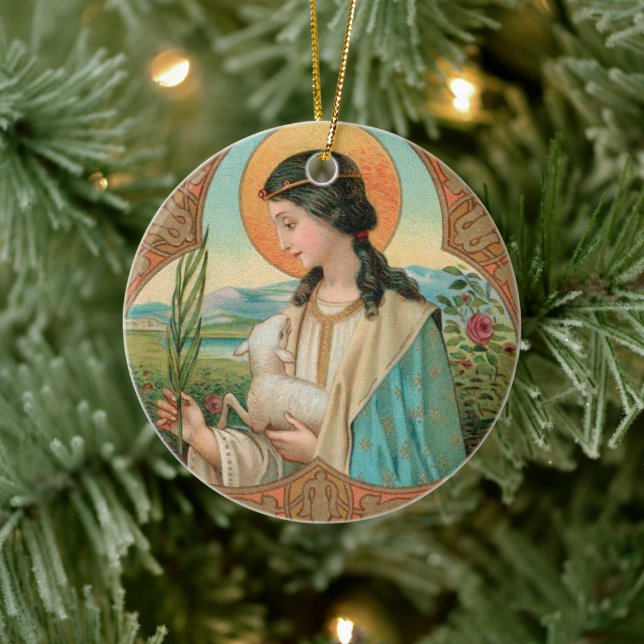 Double Image St. Agnes of Rome (BK 006) Ceramic Ornament (Tree)