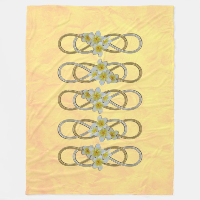 Double Infinity BiColor Frangipani + your backgr. Fleece Blanket (Front)