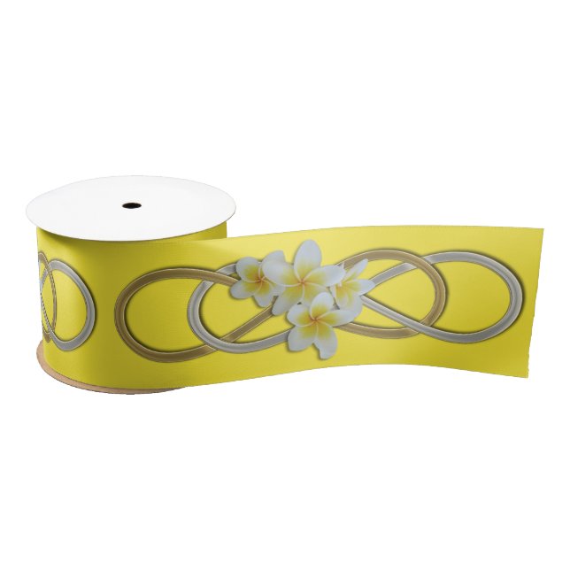 Double Infinity BiColor Frangipani + your backgr. Satin Ribbon (Spool)