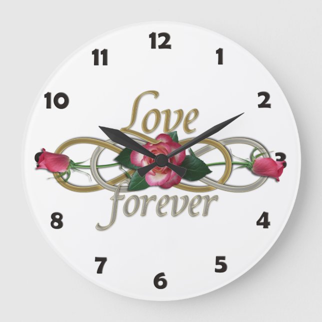 Double Infinity - Roses Love forever Large Clock (Front)