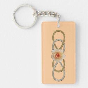 Double Infinity Silver Gold Rose Keychain