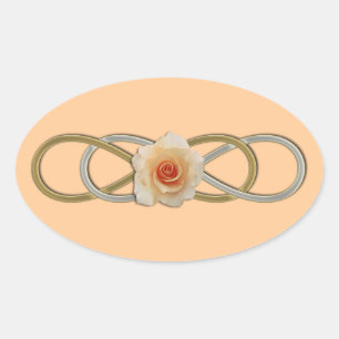 Double Infinity Silver Gold Rose Oval Sticker