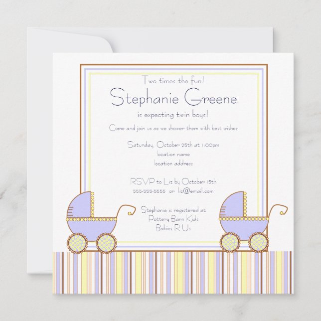 Double invitation de baby shower de garçon de (Devant)