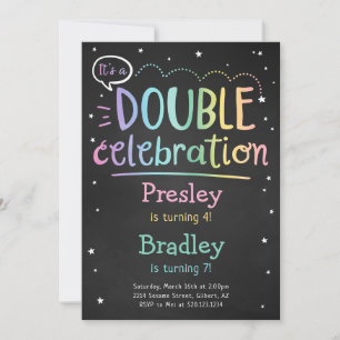 Double Joint Birthday Party Invitation