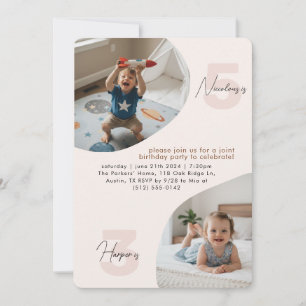 Double Joint Birthday Party Invitations Kids Photo