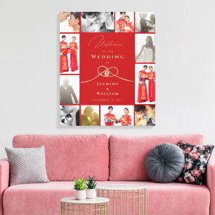 Double Joyeux noeud chinois Mariage photo toile