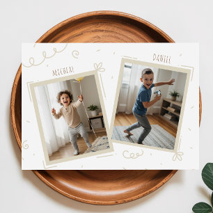 Double Kids Boys Sibling Photo Joint Birthday Invitation