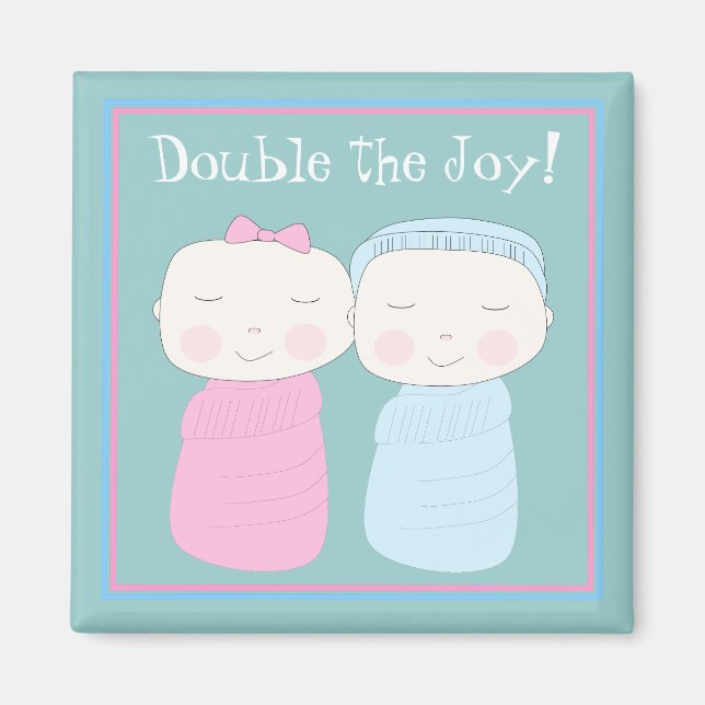 Double la joie ! Twin Baby Magnet (Devant)