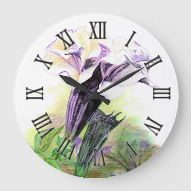 Double Lavender Angle Trumpet Grande horloge ronde (Recto)