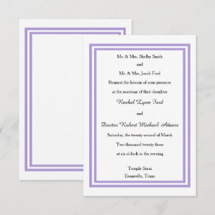 Double Lavender Trim - 3x5 Wedding Invitation