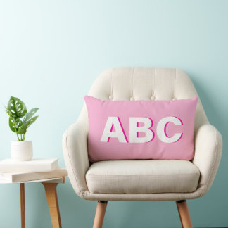 Double Layer White and Hot Pink Monogram Lumbar Pillow