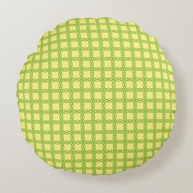 Double Leaf Circle by Kenneth Yoncich Round Pillow (Front)
