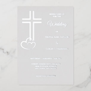 Double Line Cross Hearts on Silver Wedding