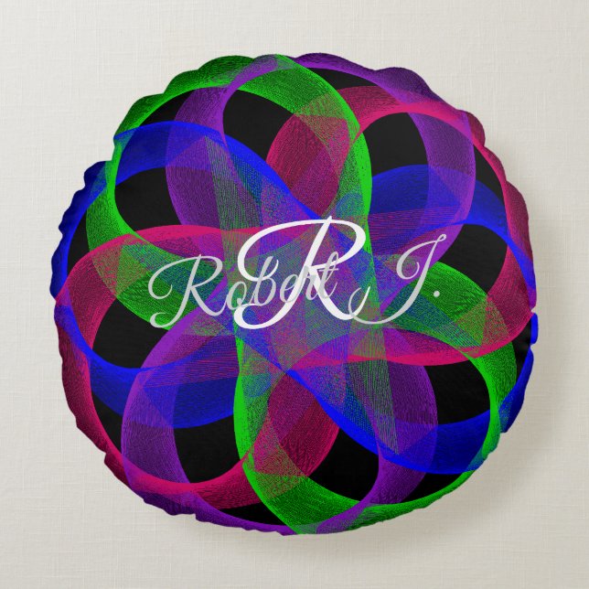 Double Loop Mesh Geometric Round Pillow (Front)