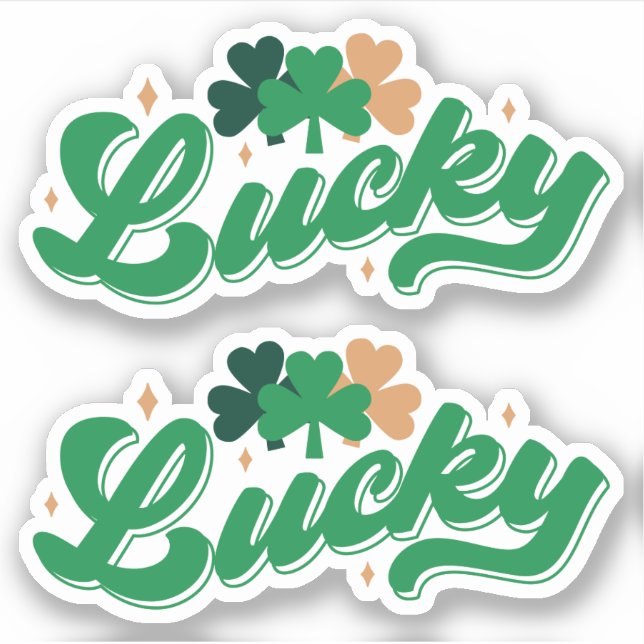 Double Lucky St. Patrick's Day Cut Vinyl Sticker (Front)