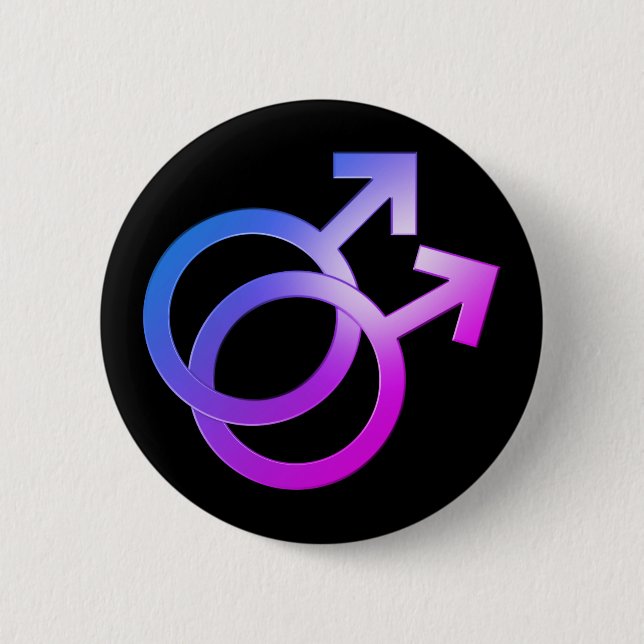 Double Male Symbol 2 Inch Round Button (Front)