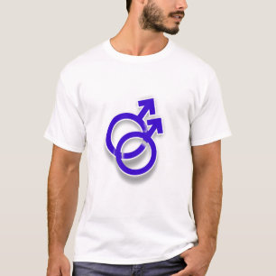 Double Male Symbol Gay Pride Rainbow on Back T-Shirt