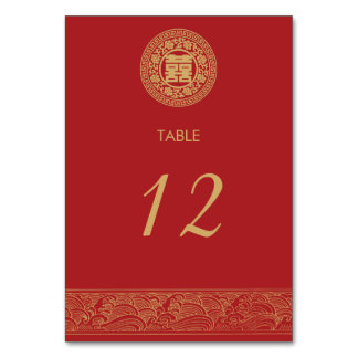 Double Mariage chinois Bonheur Carte de table