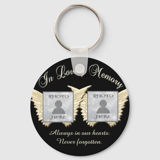 Double Memorial add Photos Keepsake Keychain (Front)