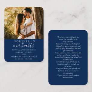 Double Memorial Funeral Photo Blue Prayer Card