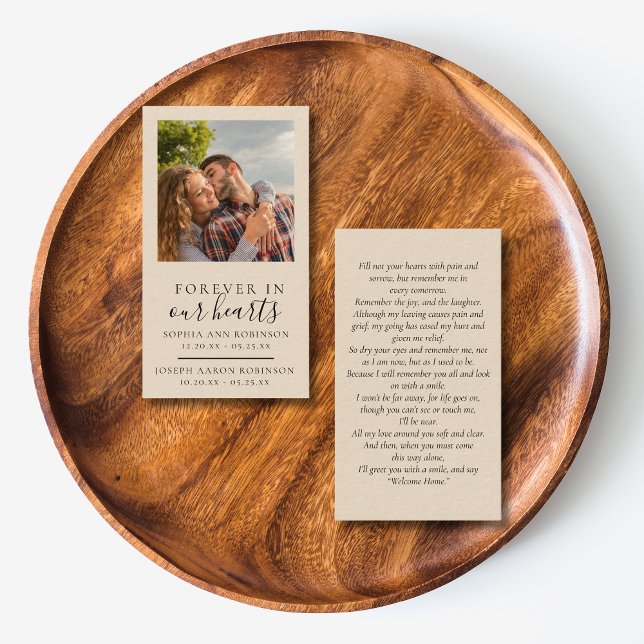 Double Memorial Photo Funeral Cream Prayer Card (Creator Uploaded)