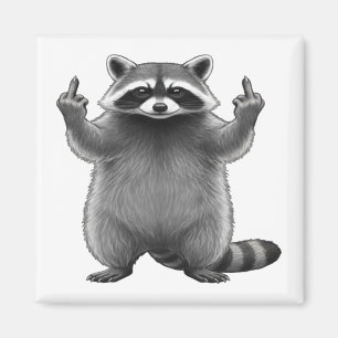Double Middle Finger Raccoon Magnet