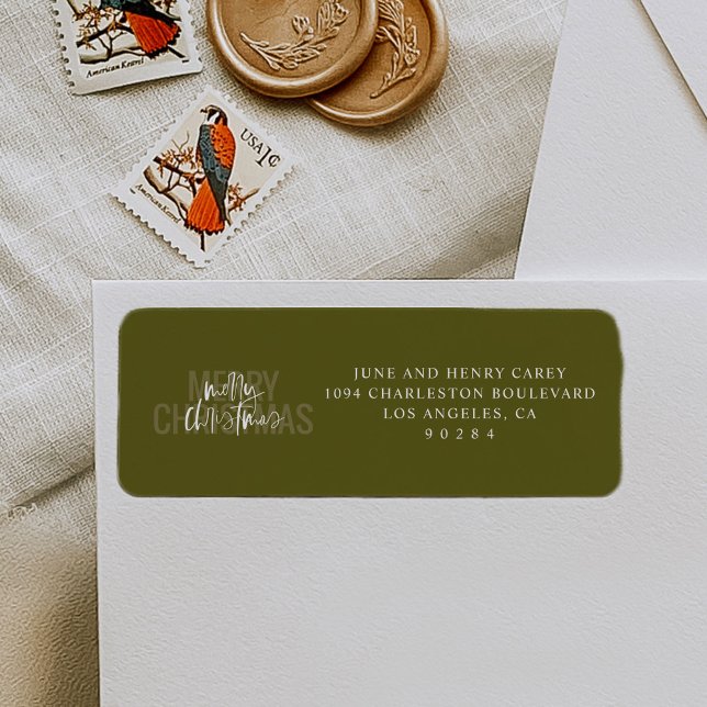 Double moderne Joyeux Noël Adresse de retour (Modern double Merry Christmas festive return address labels.)