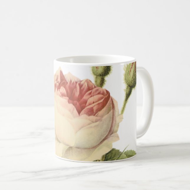 double moss rose by Redouté Coffee Mug (Front Right)
