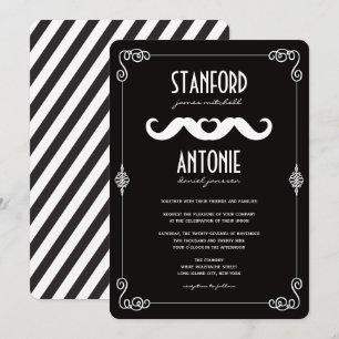 Double Moustaches Love Vintage Classic Gay Wedding Invitation