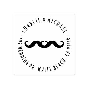 Double Mr. Moustache Love Gay Wedding Rubber Stamp