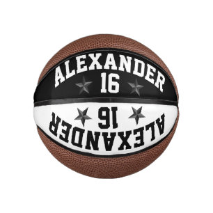 Double Name Black and White Personalize Basketball