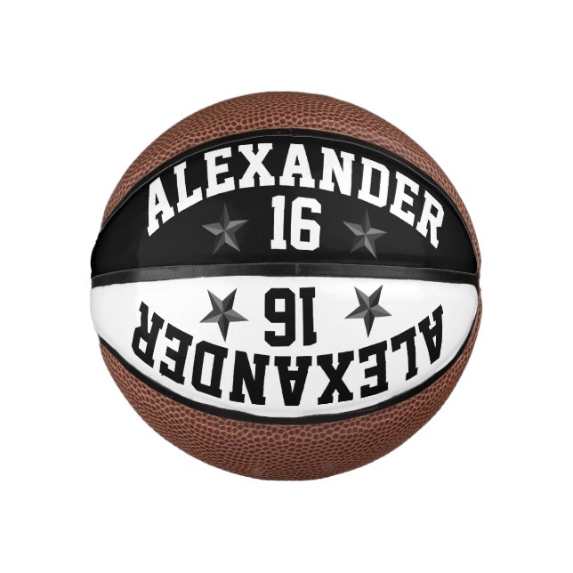 Double Name Black and White Personalize Basketball (Front)