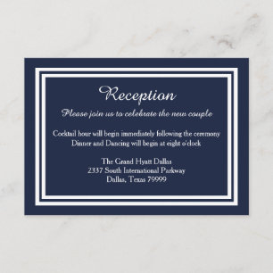 Double Navy Trim - Reception Invition Invitation